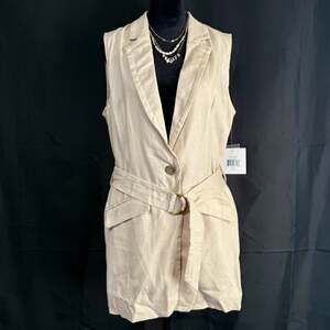 Ellen Tracy Linen Blend Belted Vest NWT Size M $129 Retail